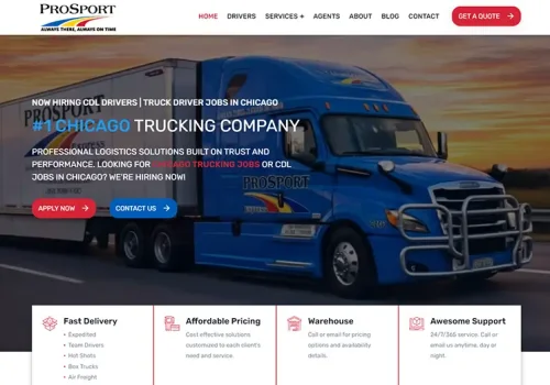 ProSport Express Launches New Website: Drivers Wanted - ProSport Express Chicago Trucking Company